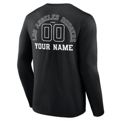 Los Angeles Dodgers Monochrome Personalized Name & Number Long Sleeve T-Shirt - Black - MLB Discount