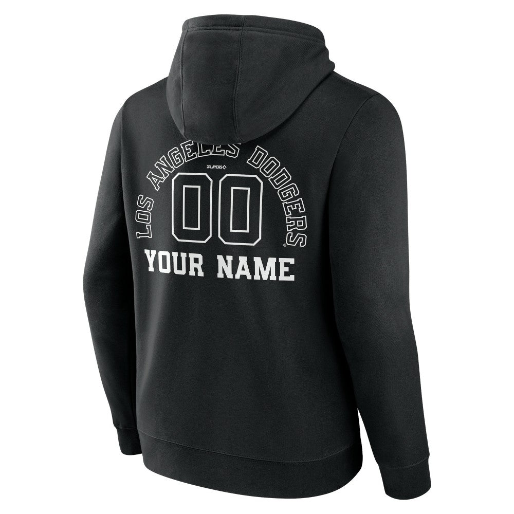Los Angeles Dodgers Monochrome Personalized Name & Number Pullover Hoodie - Black - MLB Sale