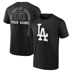 Los Angeles Dodgers Monochrome Personalized Name & Number T-Shirt - Black - MLB Sale