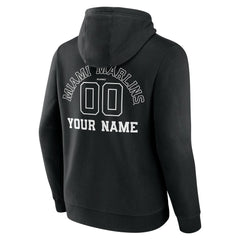Miami Marlins Monochrome Personalized Name & Number Pullover Hoodie - Black - MLB Online