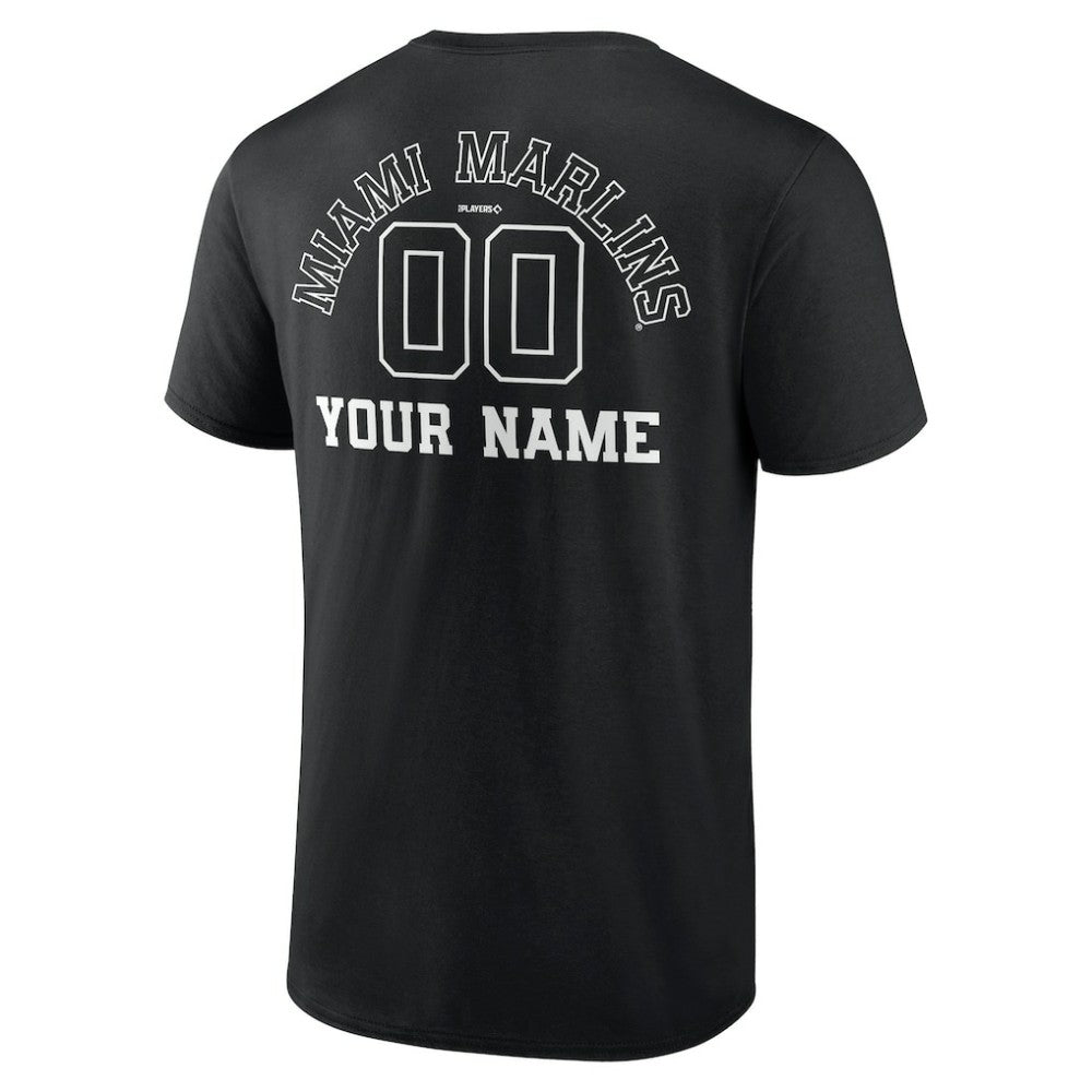 Miami Marlins Monochrome Personalized Name & Number T-Shirt - Black - MLB on Sale