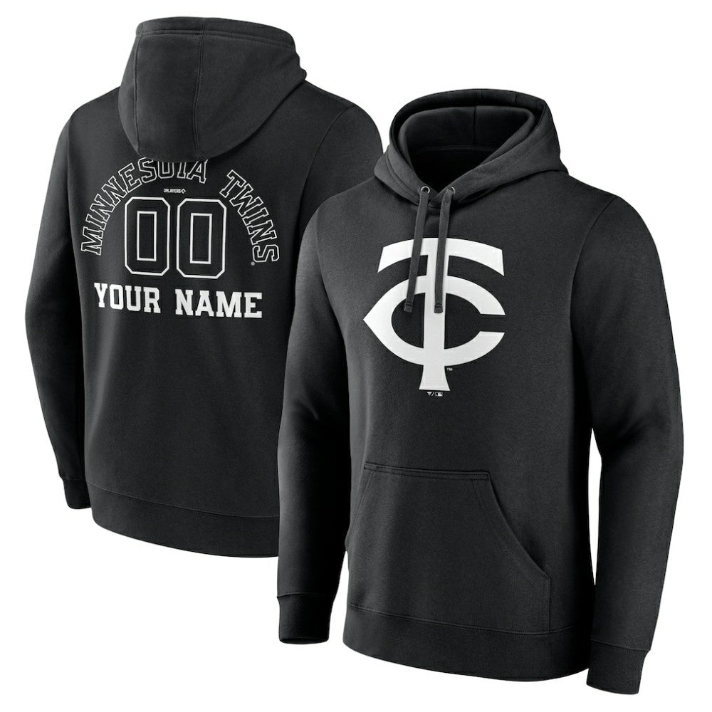 Minnesota Twins Monochrome Personalized Name & Number Pullover Hoodie - Black - MLB Online