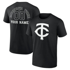 Minnesota Twins Monochrome Personalized Name & Number T-Shirt - Black - MLB Sale