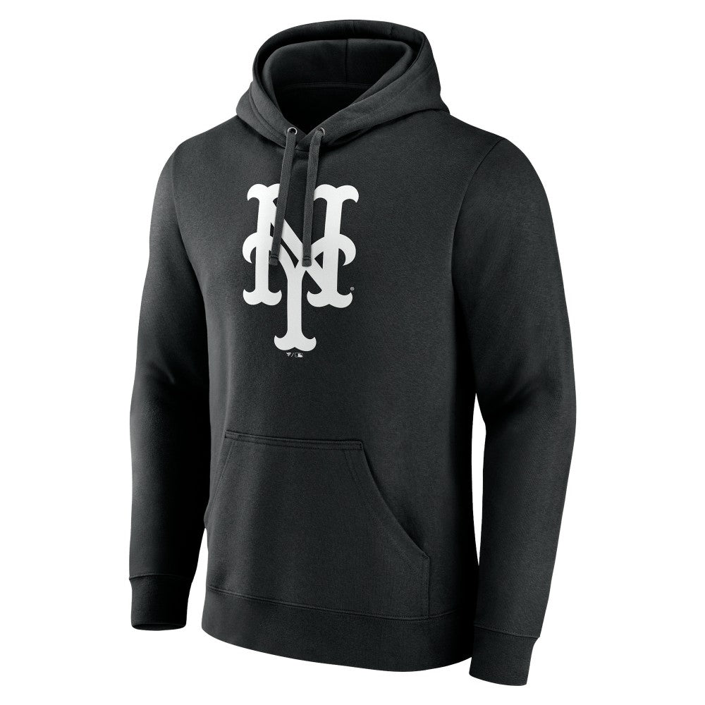 New York Mets Monochrome Personalized Name & Number Pullover Hoodie - Black - MLB Discount