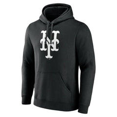 New York Mets Monochrome Personalized Name & Number Pullover Hoodie - Black - MLB Discount