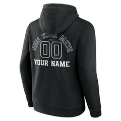 New York Mets Monochrome Personalized Name & Number Pullover Hoodie - Black - MLB Discount