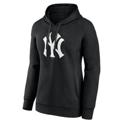 New York Yankees Women's Monochrome Personalized Name & Number Pullover Hoodie - Black - MLB Sale