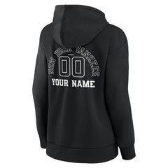 New York Yankees Women's Monochrome Personalized Name & Number Pullover Hoodie - Black - MLB Sale