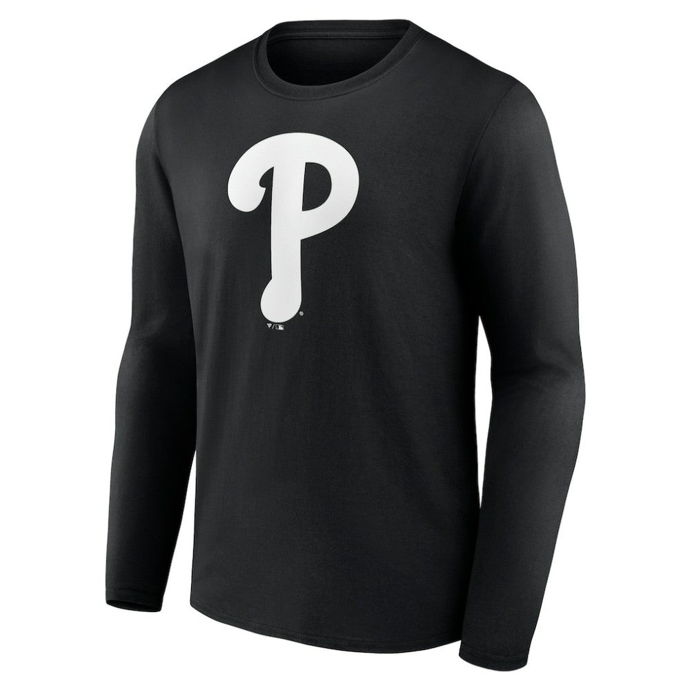 Philadelphia Phillies Monochrome Personalized Name & Number Long Sleeve T-Shirt - Black - MLB on Sale