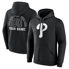 Philadelphia Phillies Monochrome Personalized Name & Number Pullover Hoodie - Black - MLB Online