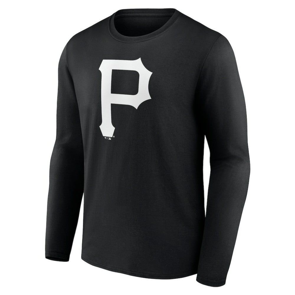 Pittsburgh Pirates Monochrome Personalized Name & Number Long Sleeve T-Shirt - Black - MLB Discount