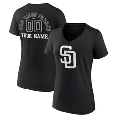 San Diego Padres Women's Monochrome Personalized Name & Number V-Neck T-Shirt - Black - MLB Online