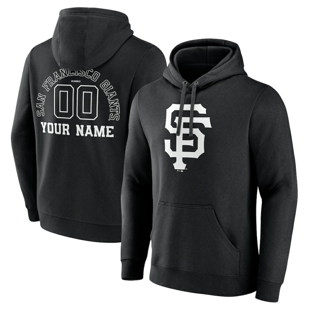 San Francisco Giants Monochrome Personalized Name & Number Pullover Hoodie - Black - MLB Discount