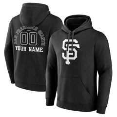 San Francisco Giants Monochrome Personalized Name & Number Pullover Hoodie - Black - MLB Discount