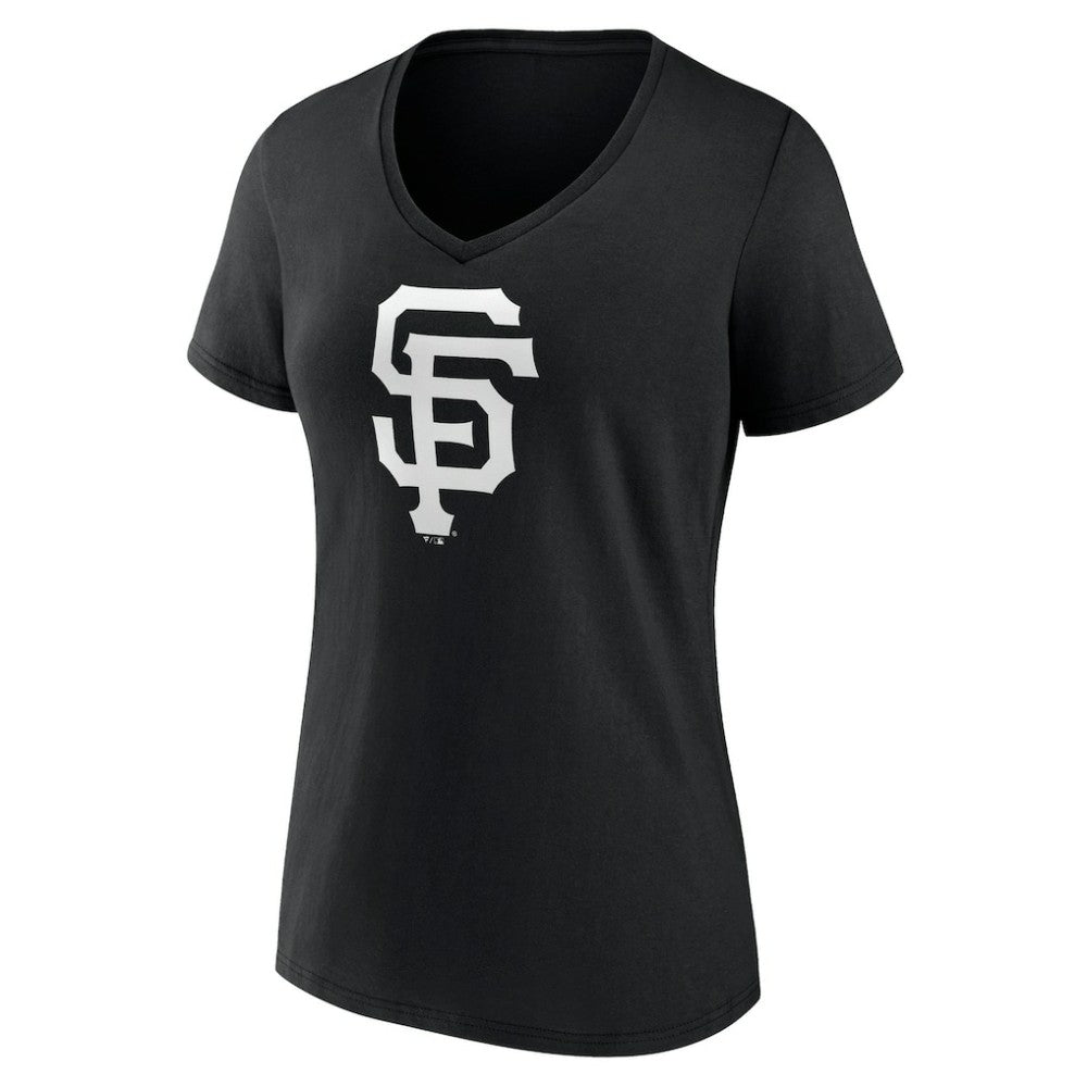 San Francisco Giants Women's Monochrome Personalized Name & Number V-Neck T-Shirt - Black - MLB Lifestyle