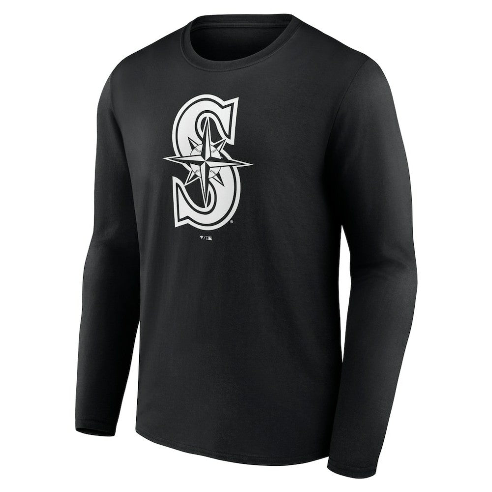 Seattle Mariners Monochrome Personalized Name & Number Long Sleeve T-Shirt - Black - MLB Online