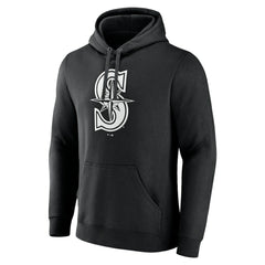 Seattle Mariners Monochrome Personalized Name & Number Pullover Hoodie - Black - MLB Lifestyle