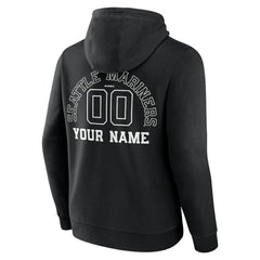 Seattle Mariners Monochrome Personalized Name & Number Pullover Hoodie - Black - MLB Lifestyle