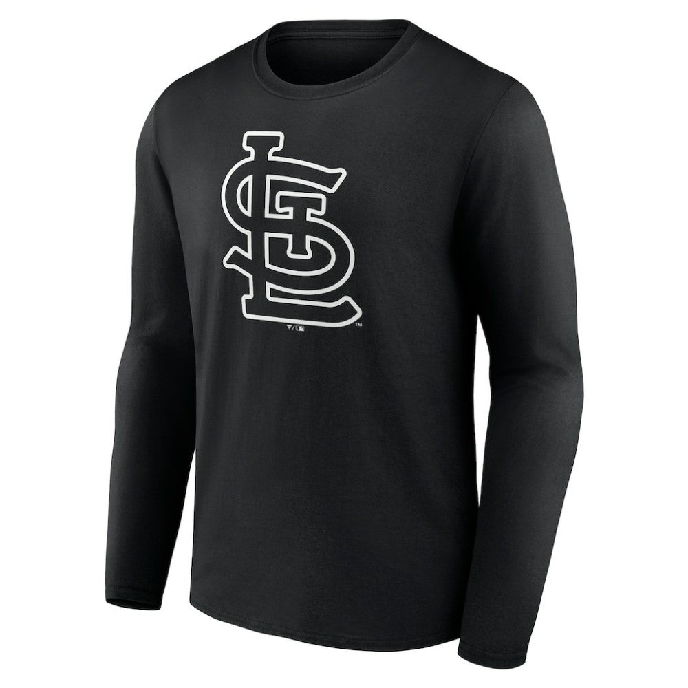 St. Louis Cardinals Monochrome Personalized Name & Number Long Sleeve T-Shirt - Black - MLB Lifestyle