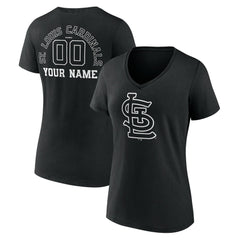 St. Louis Cardinals Women's Monochrome Personalized Name & Number V-Neck T-Shirt - Black - MLB Online