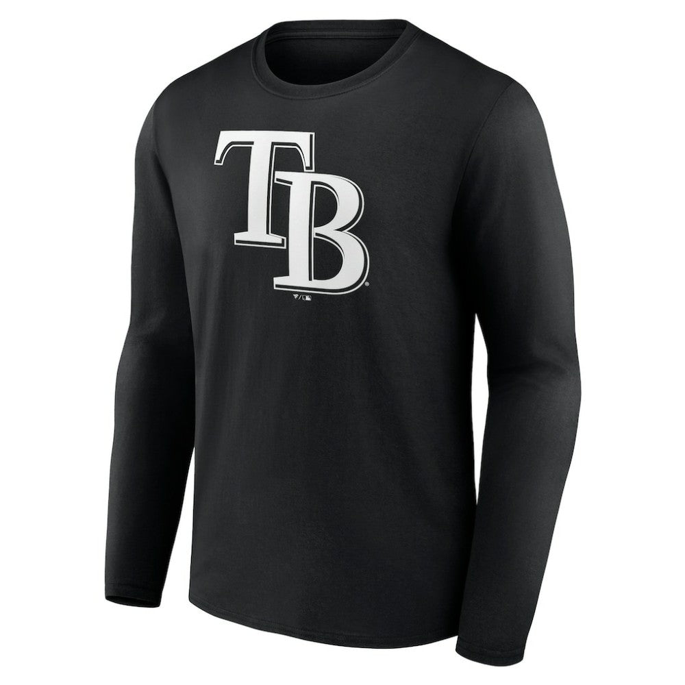Tampa Bay Rays Monochrome Personalized Name & Number Long Sleeve T-Shirt - Black - MLB Lifestyle