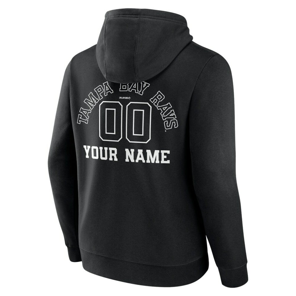 Tampa Bay Rays Monochrome Personalized Name & Number Pullover Hoodie - Black - MLB Lifestyle