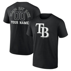 Tampa Bay Rays Monochrome Personalized Name & Number T-Shirt - Black - MLB Sale