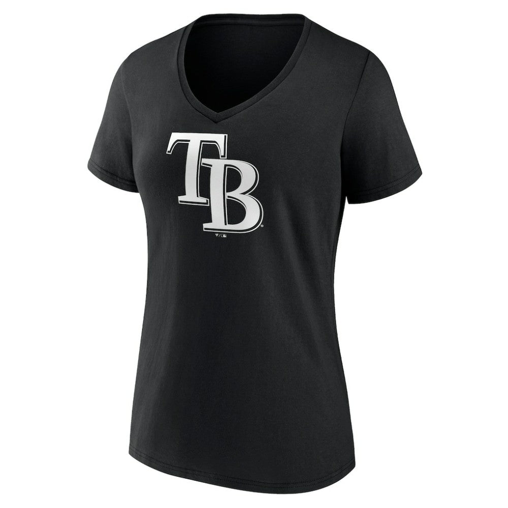 Tampa Bay Rays Women's Monochrome Personalized Name & Number V-Neck T-Shirt - Black - MLB Online