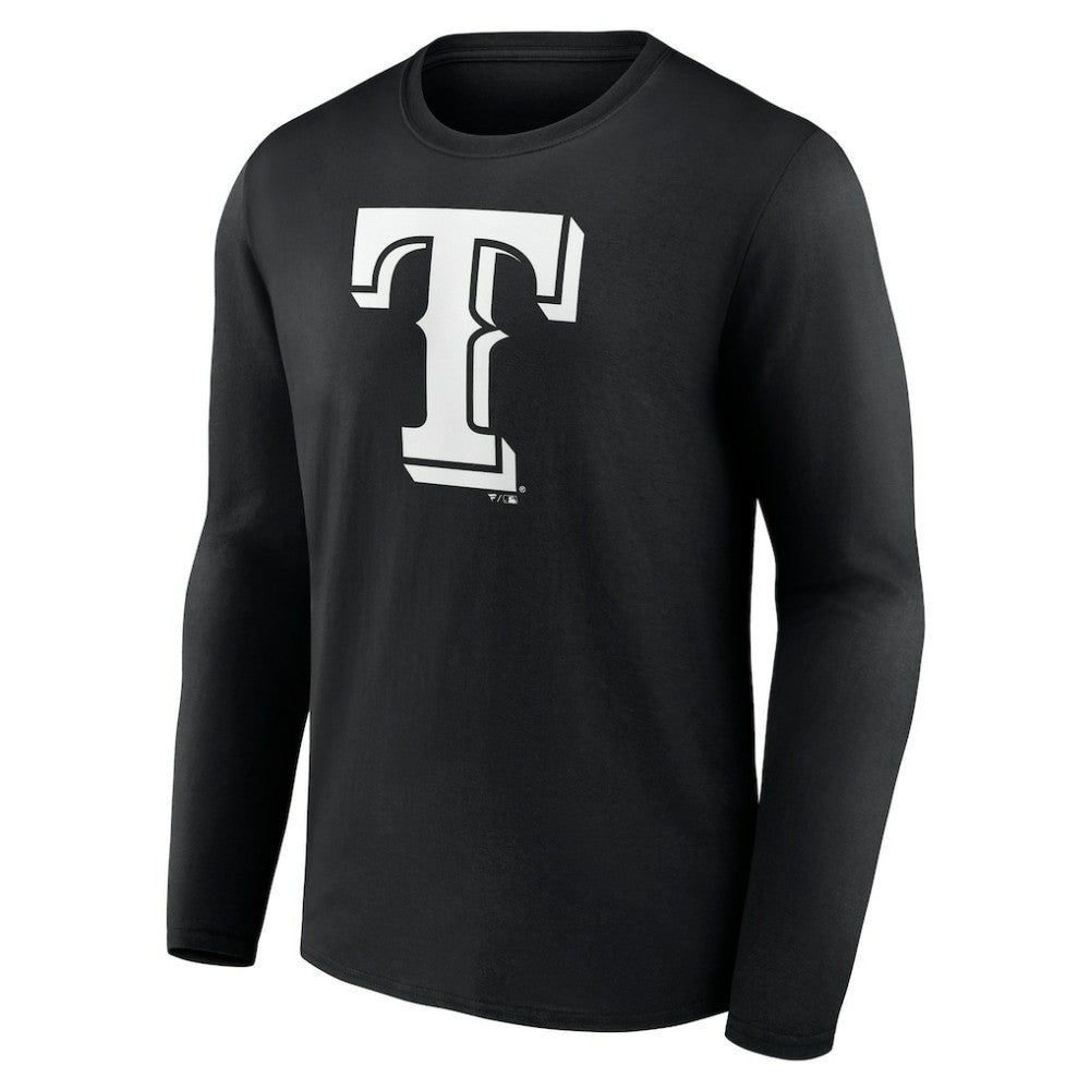 Texas Rangers Monochrome Personalized Name & Number Long Sleeve T-Shirt - Black - MLB Online