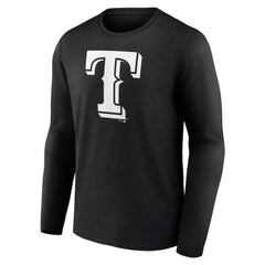 Texas Rangers Monochrome Personalized Name & Number Long Sleeve T-Shirt - Black - MLB Online