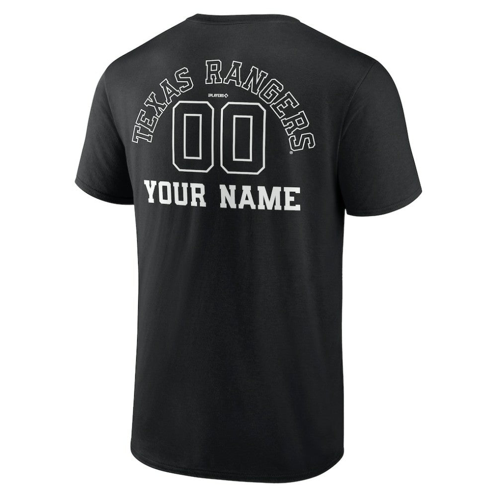 Texas Rangers Monochrome Personalized Name & Number T-Shirt - Black - MLB on Sale