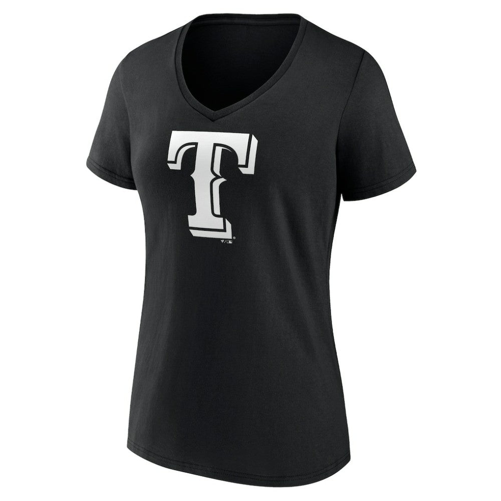 Texas Rangers Women's Monochrome Personalized Name & Number V-Neck T-Shirt - Black - MLB on Sale