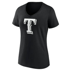Texas Rangers Women's Monochrome Personalized Name & Number V-Neck T-Shirt - Black - MLB on Sale