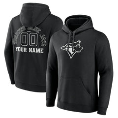 Toronto Blue Jays Monochrome Personalized Name & Number Pullover Hoodie - Black - MLB Sale