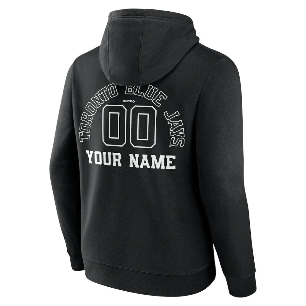 Toronto Blue Jays Monochrome Personalized Name & Number Pullover Hoodie - Black - MLB Sale