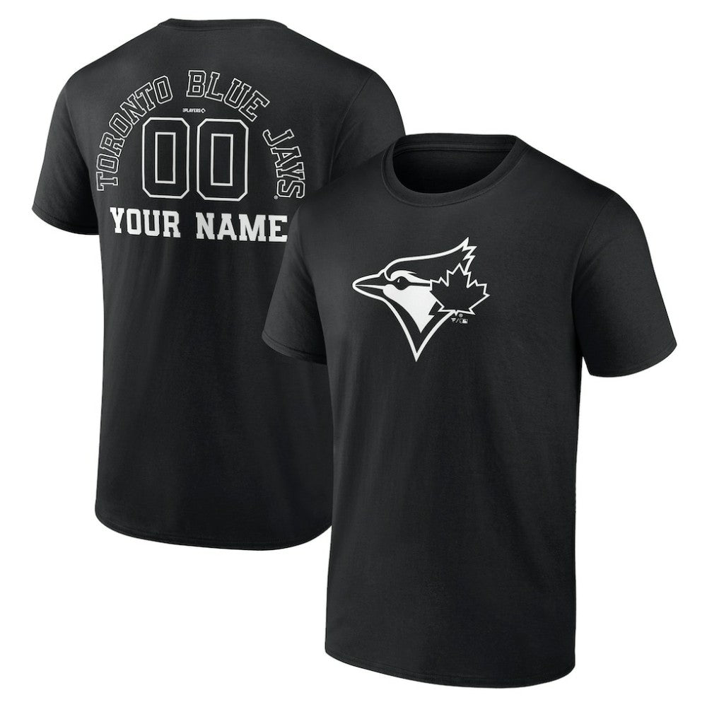 Toronto Blue Jays Monochrome Personalized Name & Number T-Shirt - Black - MLB on Sale