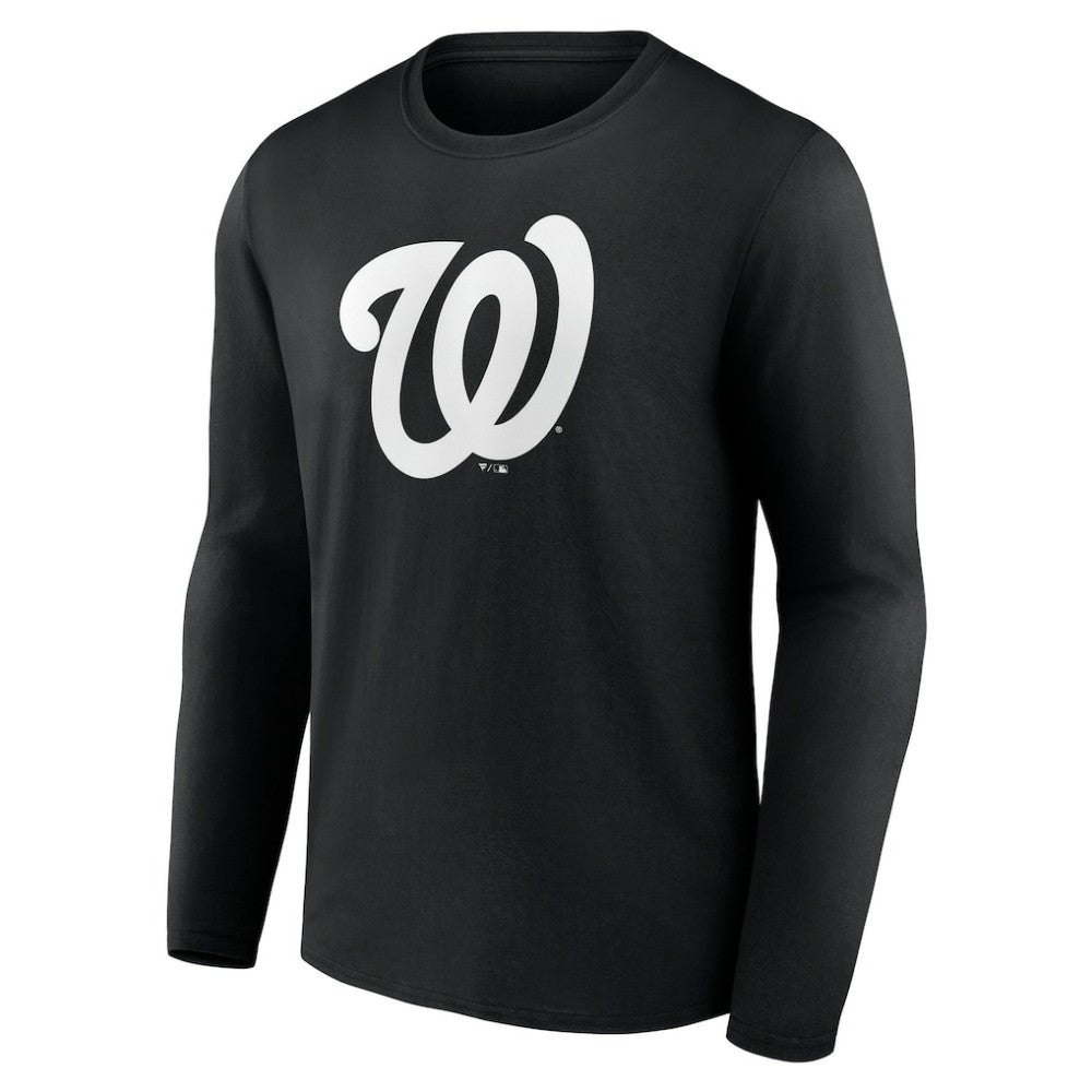 Washington Nationals Monochrome Personalized Name & Number Long Sleeve T-Shirt - Black - MLB on Sale