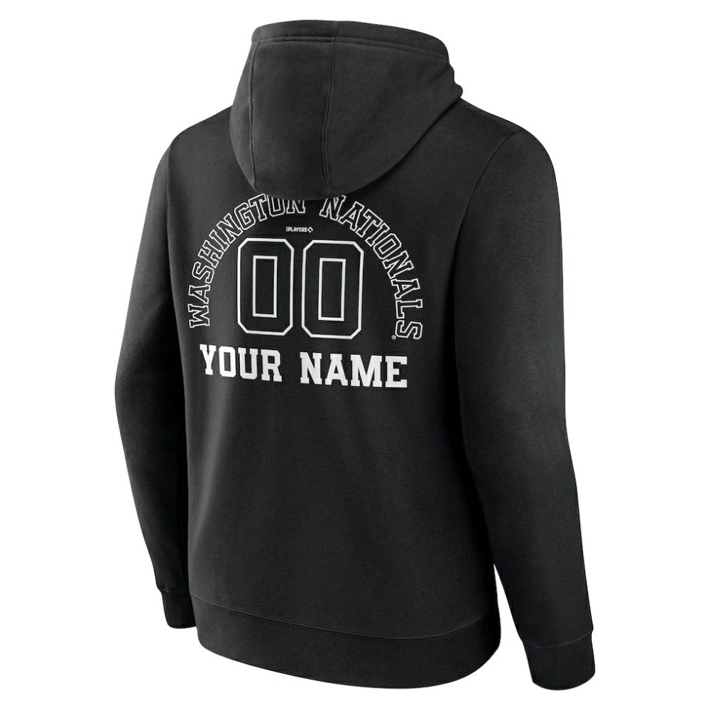 Washington Nationals Monochrome Personalized Name & Number Pullover Hoodie - Black - MLB Lifestyle