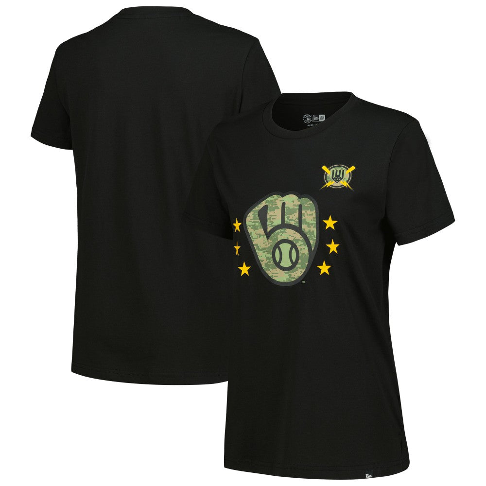 Milwaukee Brewers New Era Women's Armed Forces Day T-Shirt - Black - New Era Discount