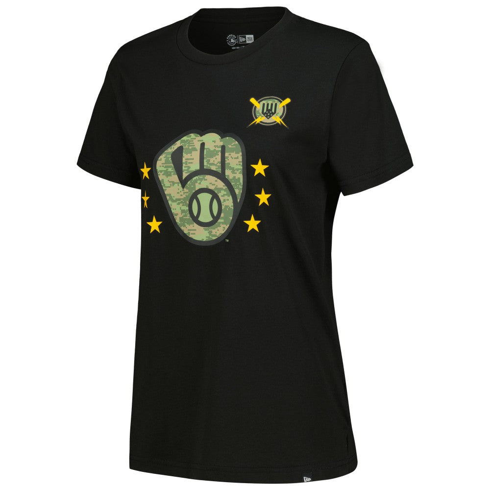 Milwaukee Brewers New Era Women's Armed Forces Day T-Shirt - Black - New Era Discount