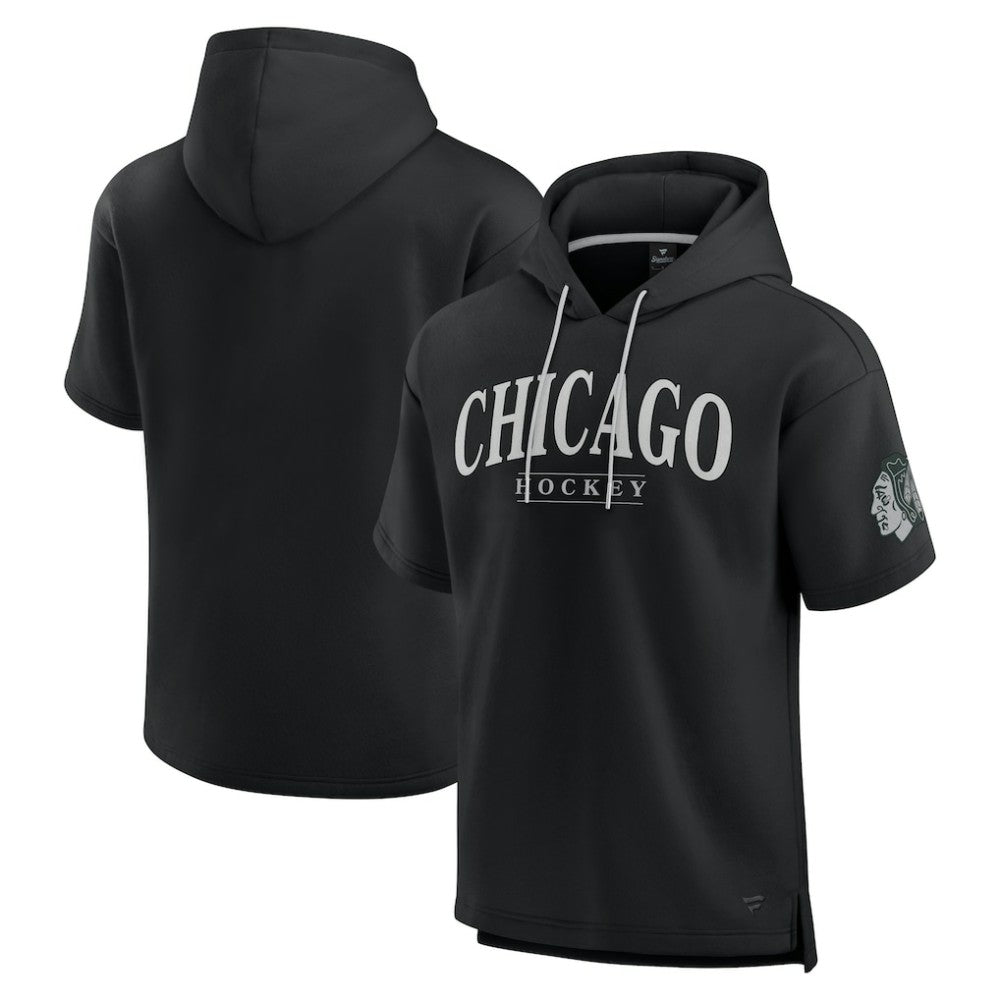 Chicago Blackhawks Fanatics Elements Ready Short Sleeve Pullover Hoodie - Black - NHL 201058900