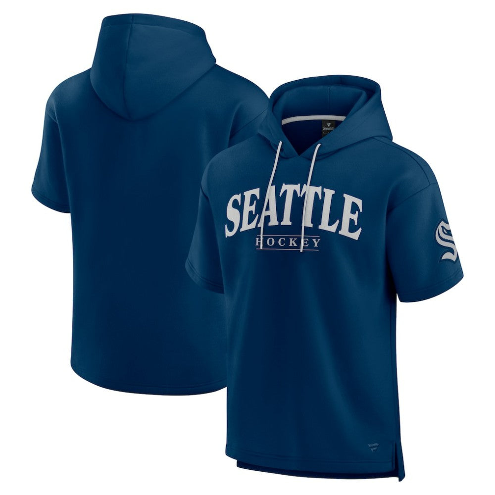 Seattle Kraken Fanatics Elements Ready Short Sleeve Pullover Hoodie - Deep Sea Blue - NHL 201058921