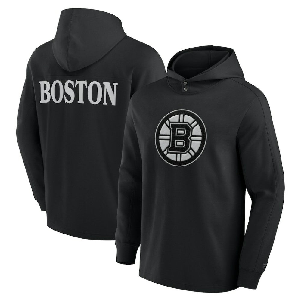 Boston Bruins Fanatics Elements Blaze Tri-Blend Long Sleeve Hoodie T-Shirt - Black - NHL 201058975