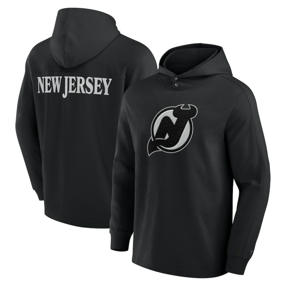 New Jersey Devils Fanatics Elements Blaze Tri-Blend Long Sleeve Hoodie T-Shirt - Black - NHL 201058992