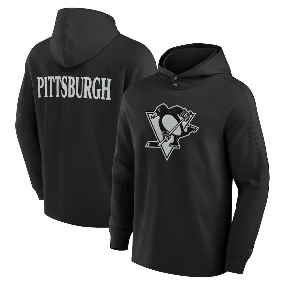 Pittsburgh Penguins Fanatics Elements Blaze Tri-Blend Long Sleeve Hoodie T-Shirt - Black - NHL 201059006