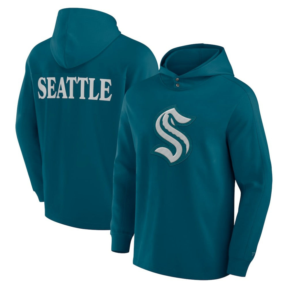 Seattle Kraken Fanatics Elements Blaze Tri-Blend Long Sleeve Hoodie T-Shirt - Teal - NHL 201059012
