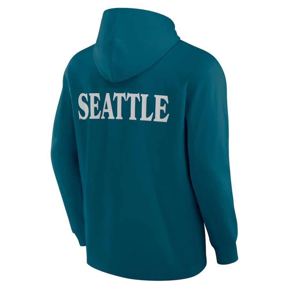 Seattle Kraken Fanatics Elements Blaze Tri-Blend Long Sleeve Hoodie T-Shirt - Teal - NHL 201059012