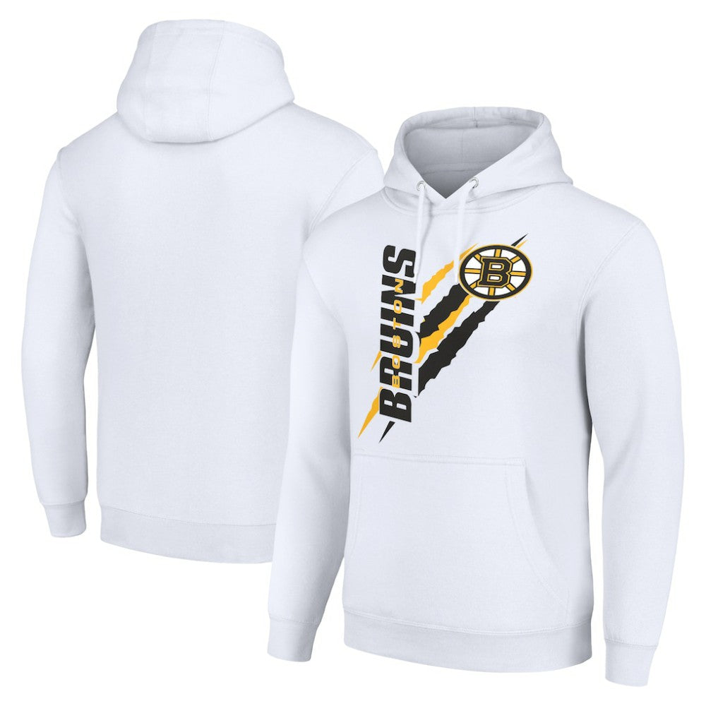 Boston Bruins Starter Color Scratch Fleece Pullover Hoodie - White - NHL 201059166