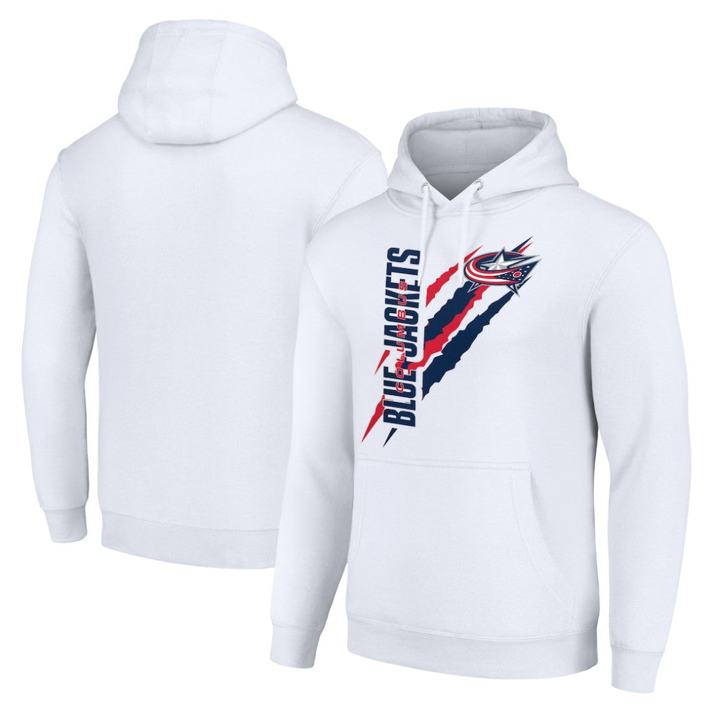 Columbus Blue Jackets Starter Color Scratch Fleece Pullover Hoodie - White - NHL 201059177