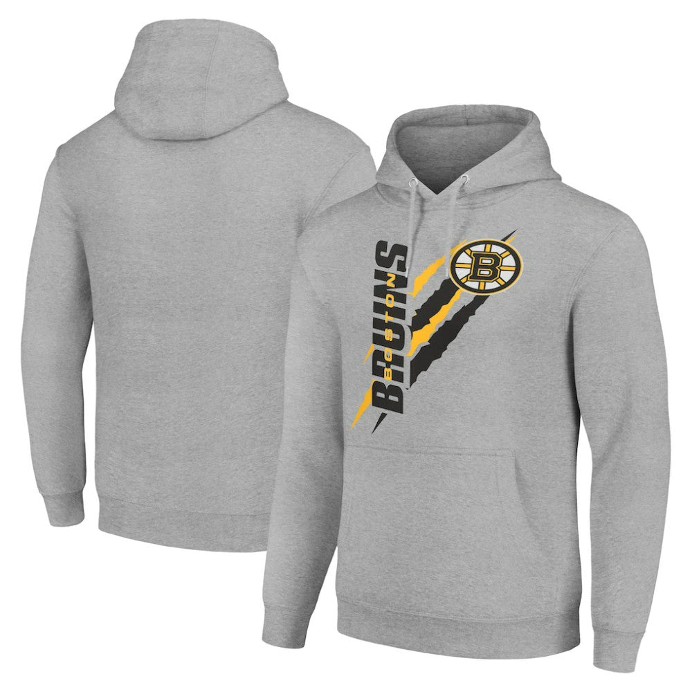 Boston Bruins Starter Color Scratch Fleece Pullover Hoodie - Heather Gray - NHL 201059199